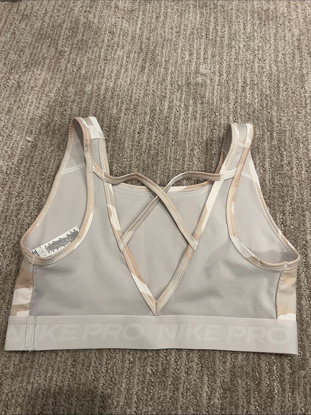 Nike Beige & Light Pink Camo Crossback Sports Bra - Picture 2 of 3